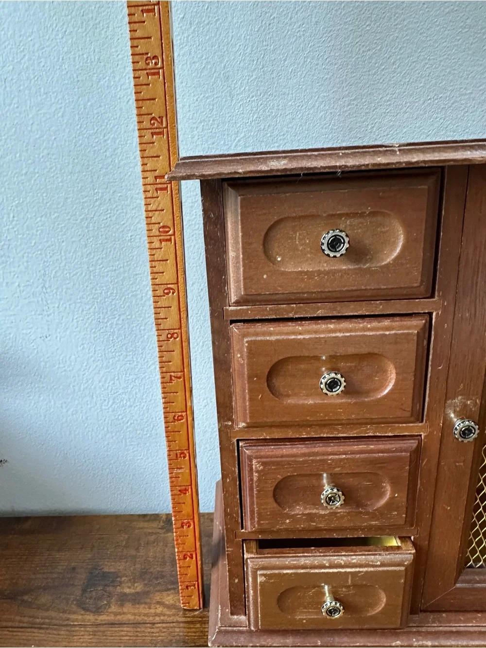 Vintage London Leather Musical Wooden Mini Armoire Jewelry Box! W5